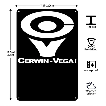 Cerwin Vega Black/white Metal Poster Wall Art Decor Sign