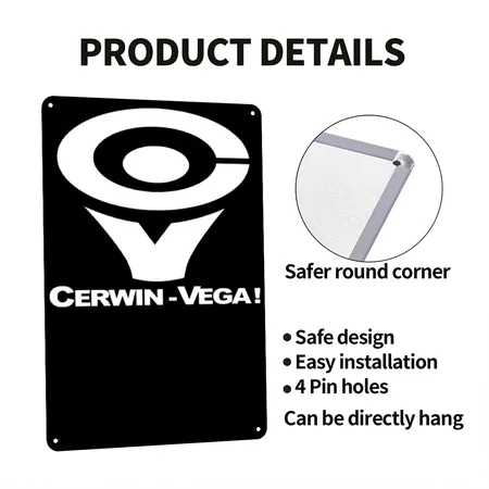 Cerwin Vega Black/white Metal Poster Wall Art Decor Sign