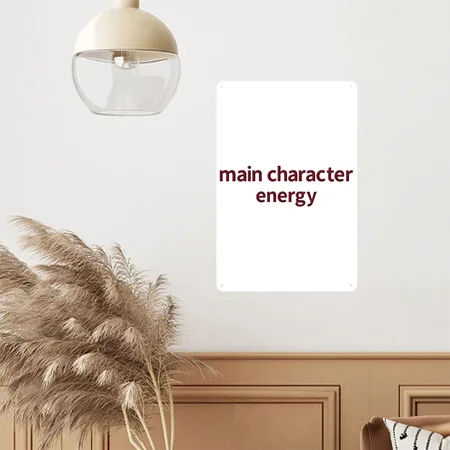 Character Statement Embroidered White Metal Poster Wall Art Decor Sign