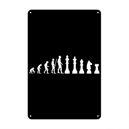 Chess Evolution Chess Player Black Metal Poster Wall Art Decor Sign