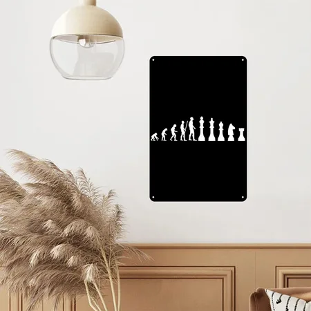 Chess Evolution Chess Player Black Metal Poster Wall Art Decor Sign