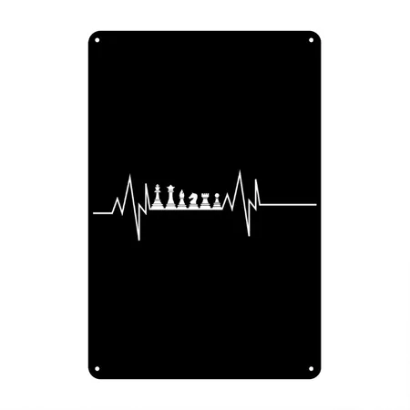 Chess Heartbeat Black Metal Poster Wall Art Decor Sign