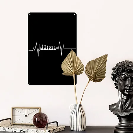Chess Heartbeat Black Metal Poster Wall Art Decor Sign