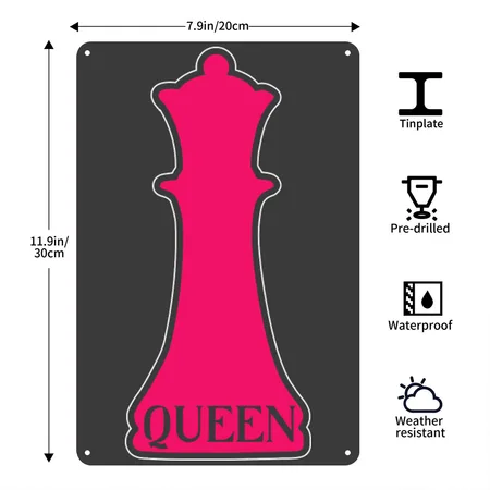 Chess Queen Heather Black Metal Poster Wall Art Decor Sign