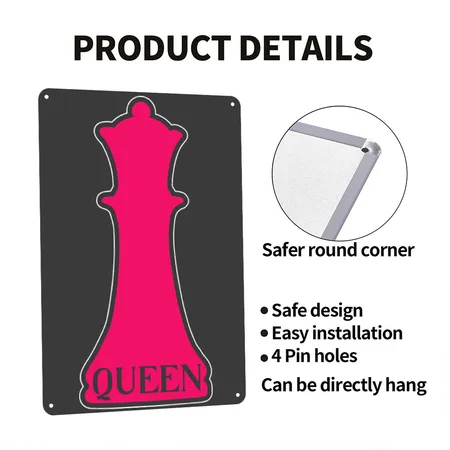 Chess Queen Heather Black Metal Poster Wall Art Decor Sign