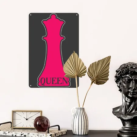 Chess Queen Heather Black Metal Poster Wall Art Decor Sign