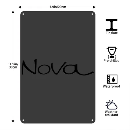 Chevy Nova Script Heather Black Metal Poster Wall Art Decor Sign