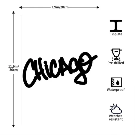 Chicago White Metal Poster Wall Art Decor Sign
