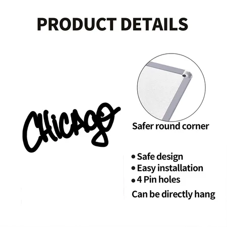 Chicago White Metal Poster Wall Art Decor Sign