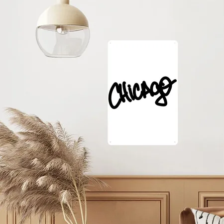 Chicago White Metal Poster Wall Art Decor Sign