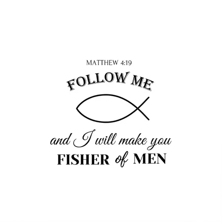 Christian Fish Fisher Of Men Matthew 4:19 Bible White Metal Poster Wall Art Decor Sign