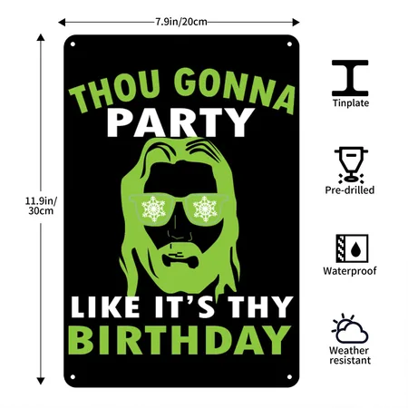 Christmas Birthday Party Black Metal Poster Wall Art Decor Sign