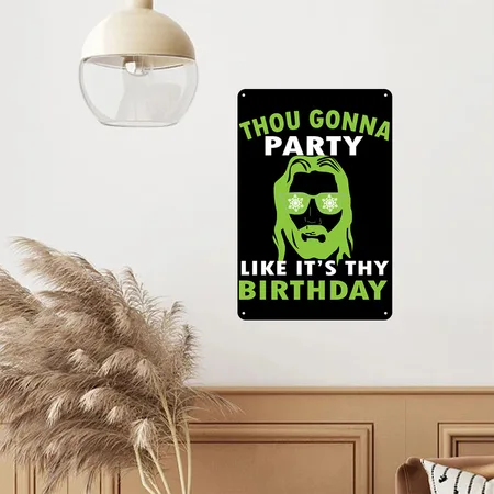 Christmas Birthday Party Black Metal Poster Wall Art Decor Sign