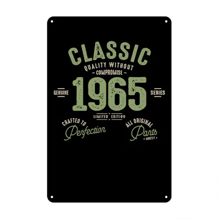 Classic 1965 - 57th Birthday Retro Vintage Black Metal Poster Wall Art Decor Sign