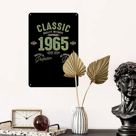 Classic 1965 - 57th Birthday Retro Vintage Black Metal Poster Wall Art Decor Sign