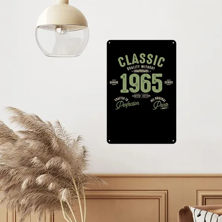 Classic 1965 - 57th Birthday Retro Vintage Black Metal Poster Wall Art Decor Sign