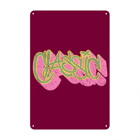 Classic Graffiti Typography Burgundy Metal Poster Wall Art Decor Sign