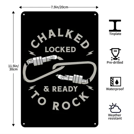 Climbing Rock Climbing Mountains Black Metal Poster Wall Art Decor Sign
