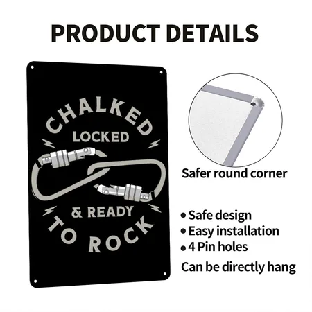 Climbing Rock Climbing Mountains Black Metal Poster Wall Art Decor Sign