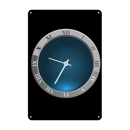 Clock ＃2 Black Metal Poster Wall Art Decor Sign