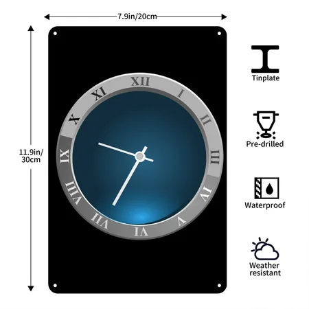 Clock ＃2 Black Metal Poster Wall Art Decor Sign