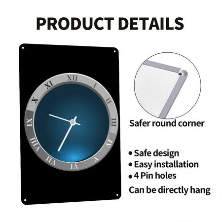 Clock ＃2 Black Metal Poster Wall Art Decor Sign