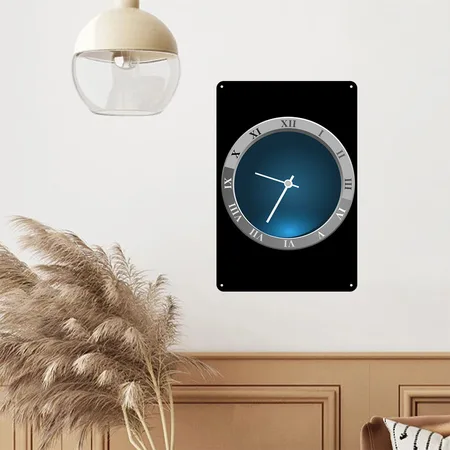 Clock ＃2 Black Metal Poster Wall Art Decor Sign