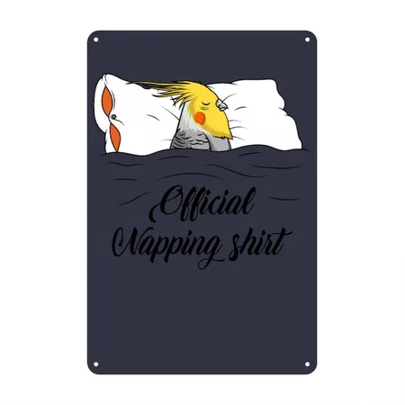 Cockatiel Navy/heather Gray Metal Poster Wall Art Decor Sign