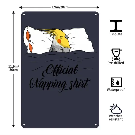 Cockatiel Navy/heather Gray Metal Poster Wall Art Decor Sign