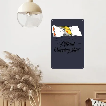 Cockatiel Navy/heather Gray Metal Poster Wall Art Decor Sign