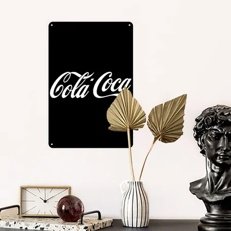 Cola Coca Black Metal Poster Wall Art Decor Sign