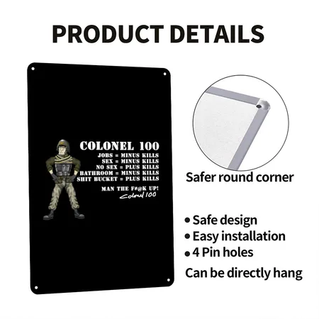 Colonel 100 Hank & Jed Black Metal Poster Wall Art Decor Sign
