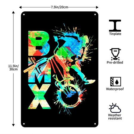 Colourful BMX | BMX Bike | Cool BMX Bicycle | BMX Black Metal Poster Wall Art Decor Sign