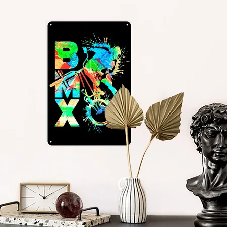 Colourful BMX | BMX Bike | Cool BMX Bicycle | BMX Black Metal Poster Wall Art Decor Sign