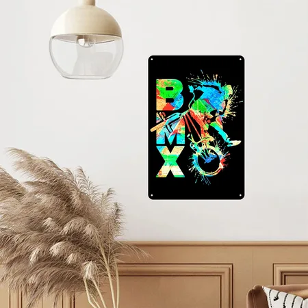 Colourful BMX | BMX Bike | Cool BMX Bicycle | BMX Black Metal Poster Wall Art Decor Sign