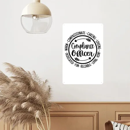 Compliance Officer Vintage Gift White Metal Poster Wall Art Decor Sign