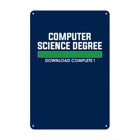 Computer Science Degree Navy Metal Poster Wall Art Decor Sign