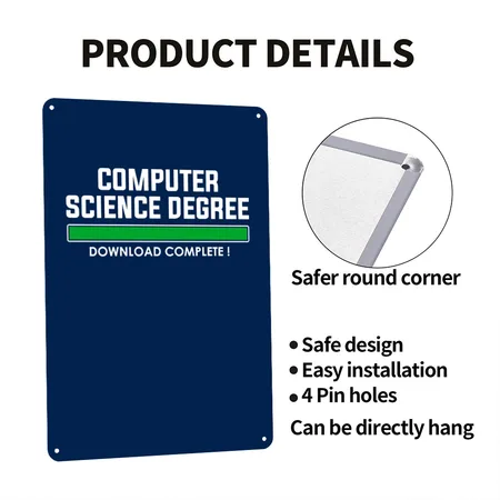 Computer Science Degree Navy Metal Poster Wall Art Decor Sign