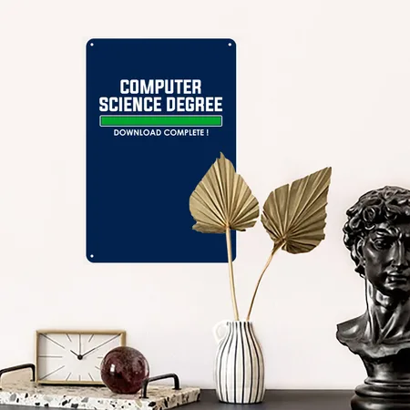 Computer Science Degree Navy Metal Poster Wall Art Decor Sign