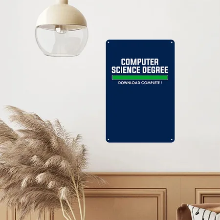Computer Science Degree Navy Metal Poster Wall Art Decor Sign