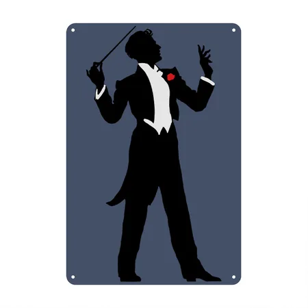 Conductor Heather Navy Metal Poster Wall Art Decor Sign