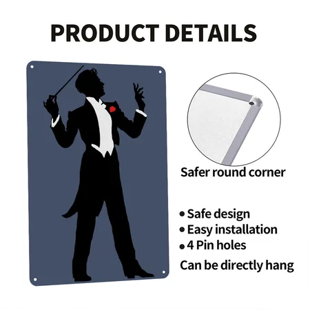 Conductor Heather Navy Metal Poster Wall Art Decor Sign