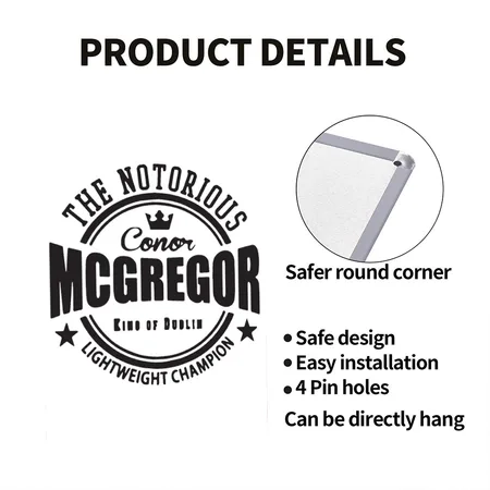 Conor Mcgregor Softball White Metal Poster Wall Art Decor Sign