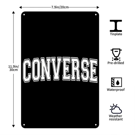 CONVERSE Black Metal Poster Wall Art Decor Sign