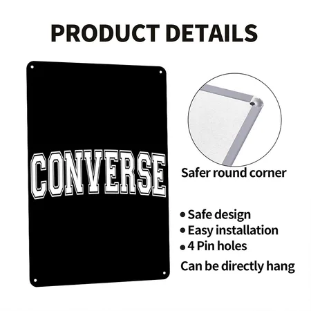 CONVERSE Black Metal Poster Wall Art Decor Sign