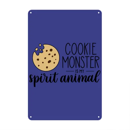 Cookie Monster Is My Spirit Animal Royal Blue Metal Poster Wall Art Decor Sign