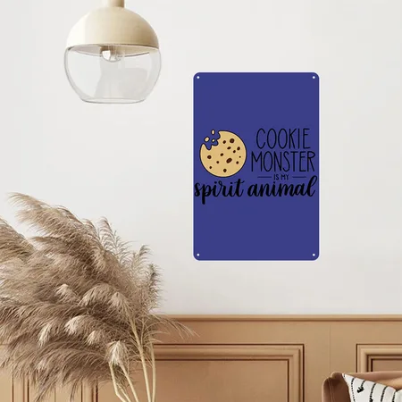 Cookie Monster Is My Spirit Animal Royal Blue Metal Poster Wall Art Decor Sign