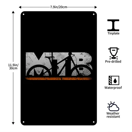 Cool MTB Mountainbike Mountain Bike Downhill Gift Black Metal Poster Wall Art Decor Sign