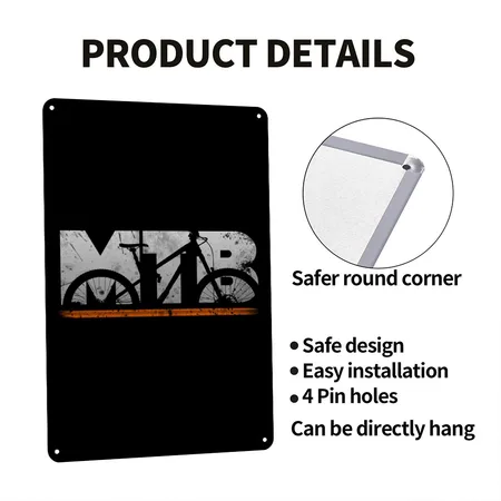 Cool MTB Mountainbike Mountain Bike Downhill Gift Black Metal Poster Wall Art Decor Sign