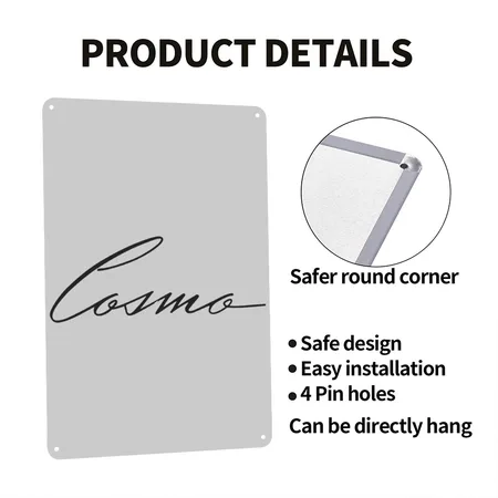 Cosmo Style Dark Heather Gray Metal Poster Wall Art Decor Sign